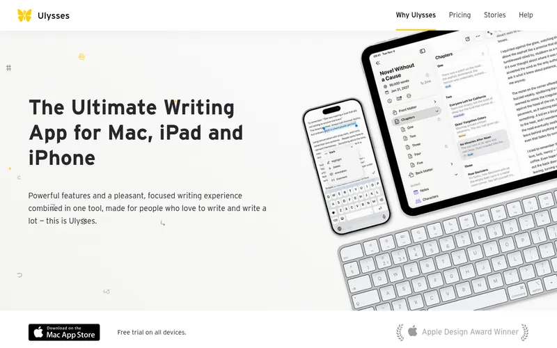 Screenshot of the Ulysses homepage