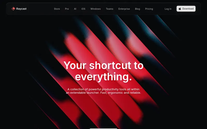 Screenshot of the Raycast homepage