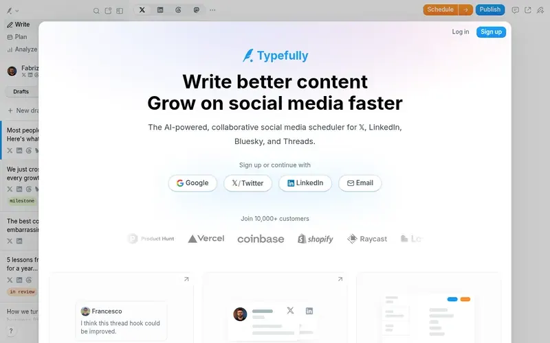Screenshot of the Typefully homepage